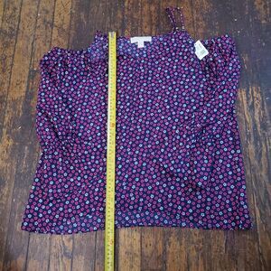 Michael Kors cold-shoulder floral print blouse with adjustable straps MSRP $49